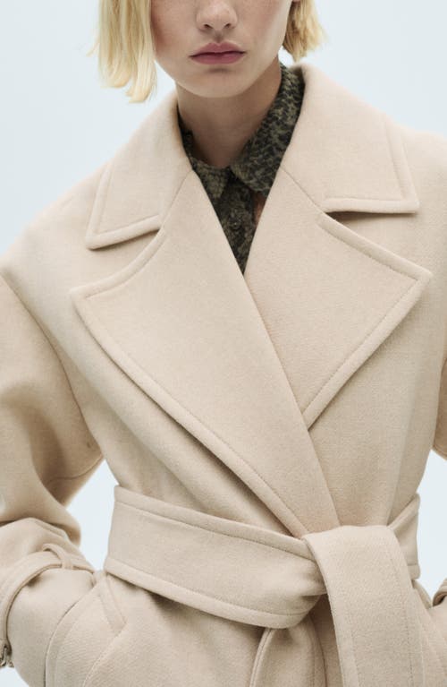 MANGO MANGO TIE BELT WOOL BLEND COAT