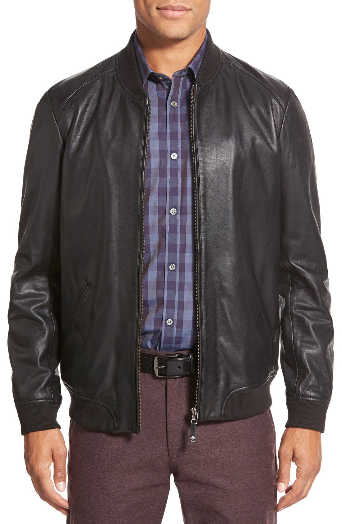 Ted Baker London 'Ovid' Lambskin Leather Bomber Nordstrom