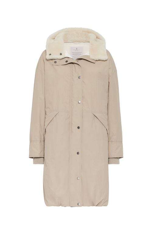 Shop Brunello Cucinelli Water-resistant Techno Cotton Down Parka With Detachable Shearling Insert In Beige