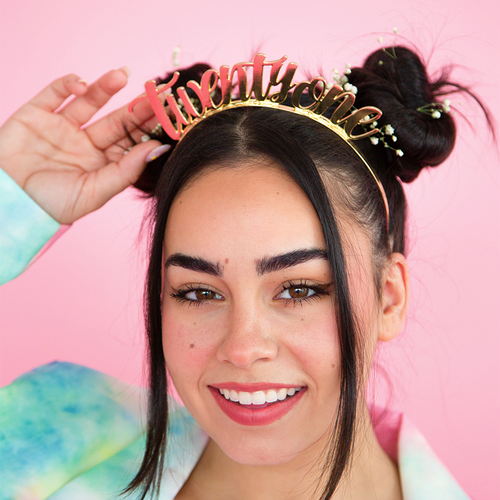 Shop Jollity & Co Milestone Events Metal Headbands In Rose Gold Twenty One