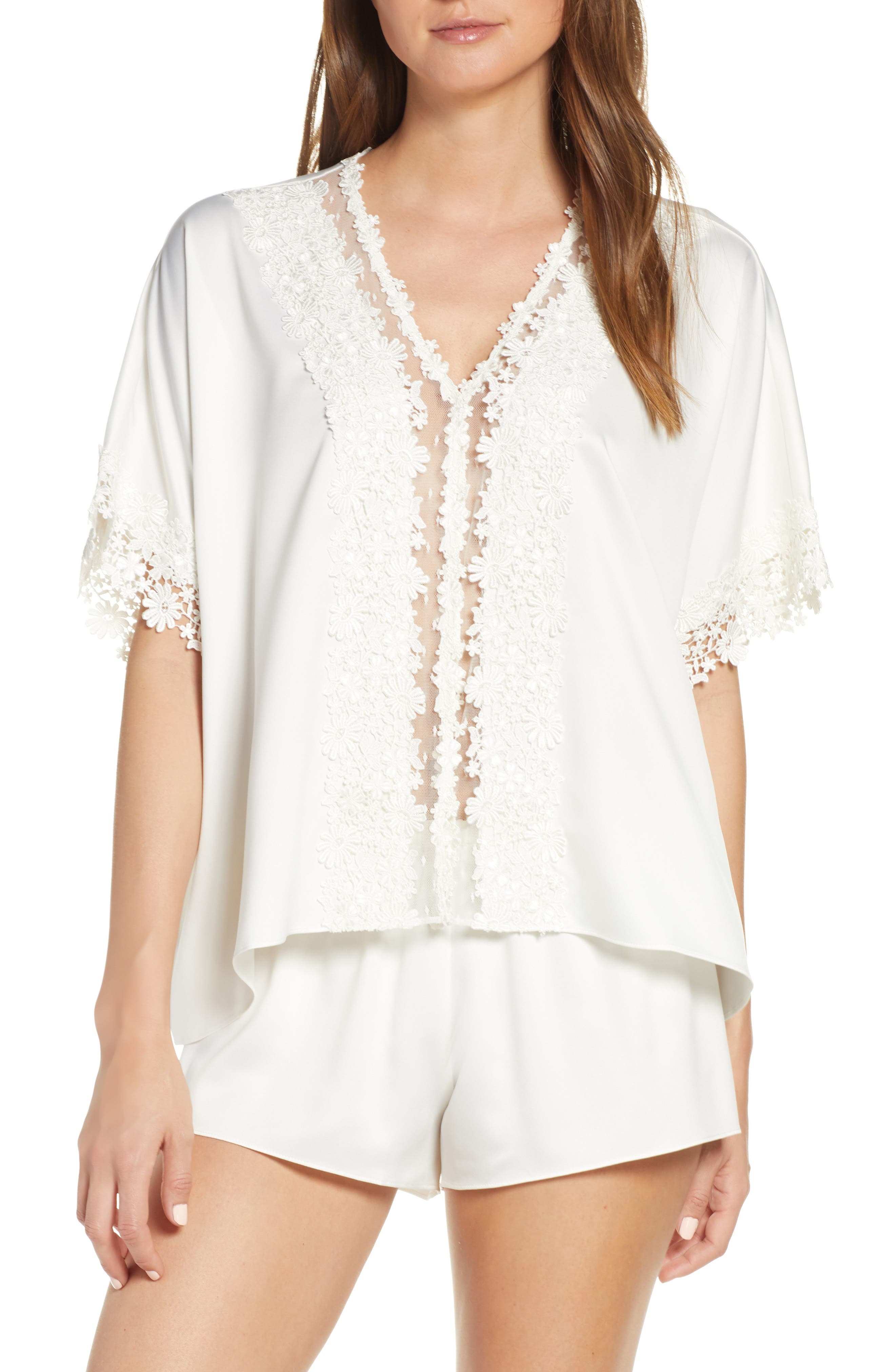 Flora Nikrooz Showstopper Satin Short Pajamas, Ivory