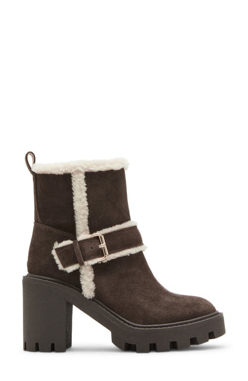 Shop Blondo Teryn Waterproof Faux Shearling Bootie In Java Suede