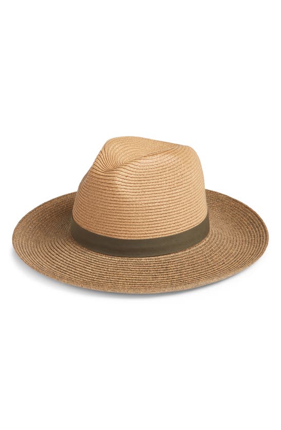 Shop Nordstrom Packable Braided Paper Straw Panama Hat In Tan- Olive Combo