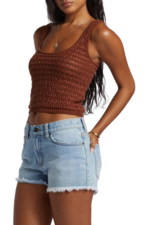 Shop Billabong Hot Shot Open Stitch Cotton Sweater Tank In Toasted Coconut