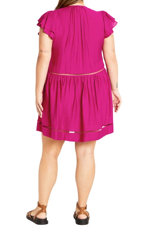 City Chic Dallas Embroidered Inset Flutter Cap Sleeve Dress In Sangria