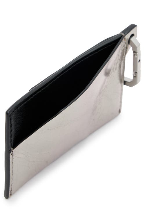 Shop Allsaints Hex Leather Cardholder In Gunmetal Grey