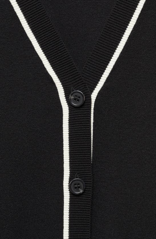 Shop Mango Contrast Trim V-neck Cardigan In Black