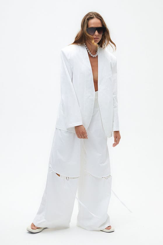 Shop Nocturne Draped Blazer In White