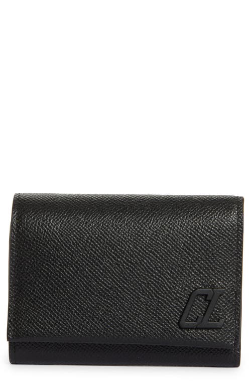 Christian Louboutin Groovy Calfskin Trifold Wallet in Black/Black at Nordstrom