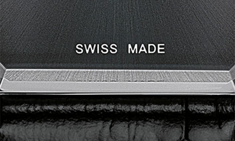 Shop Ferragamo Crystal Leather Strap Watch, 27mm X 34mm In Stainless Steel Black