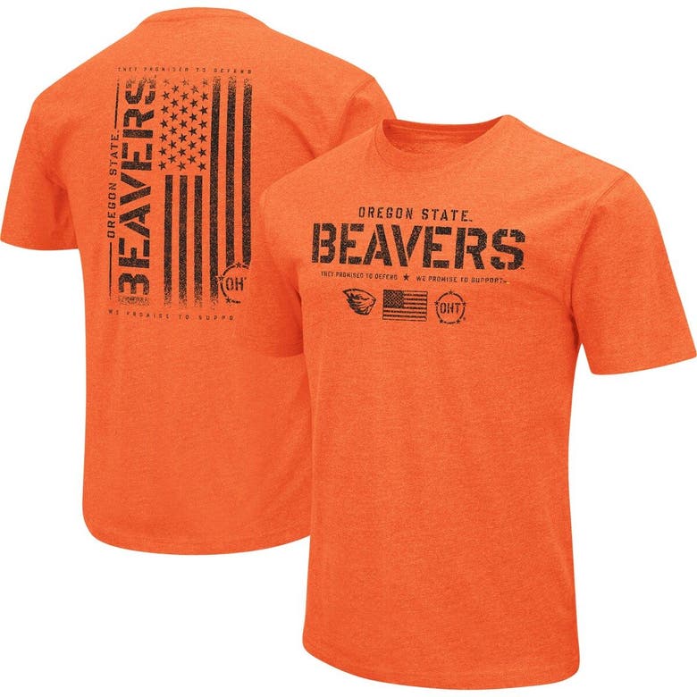 Colosseum Orange Oregon State Beavers Oht Military Appreciation Flag 2.0 T-shirt In Heather Orange