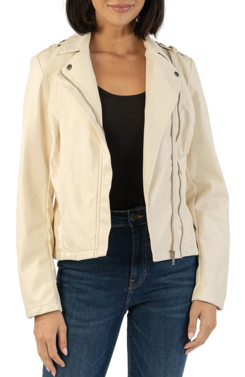 KUT from the Kloth Maeve Faux Leather Motorcycle Jacket in Ivory