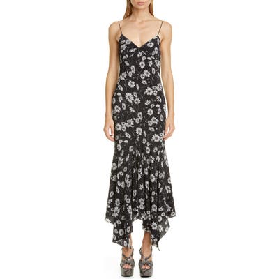 Michael Kors Floral Print Silk Handkerchief Slipdress, Grey