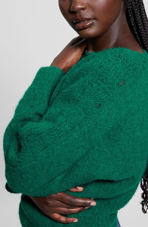 Guess Malorie Pointelle Detail Dolman Sleeve Sweater In Adventurous Green