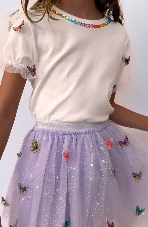 Shop Lola + The Boys Rainbow Butterflies Tutu Skirt In Light Purple