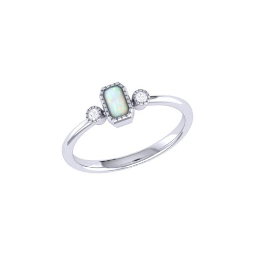 Shop Luvmyjewelry Emerald Cut Opal & Diamond Birthstone Ring In White Gold