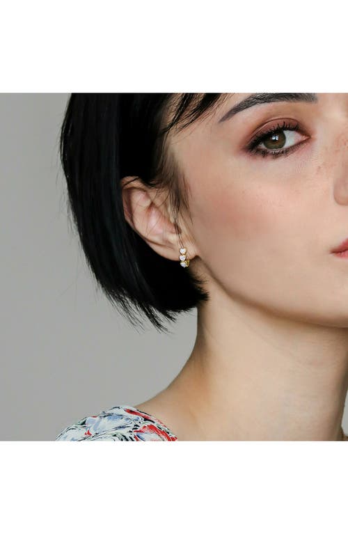 Delmar Semiprecious Stone Heart Hoop Earrings In White