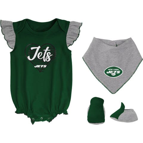 Newborn & Infant Green/Gray New York Jets Game Nap Teddy Fleece Bunting  Full-Zip Sleeper