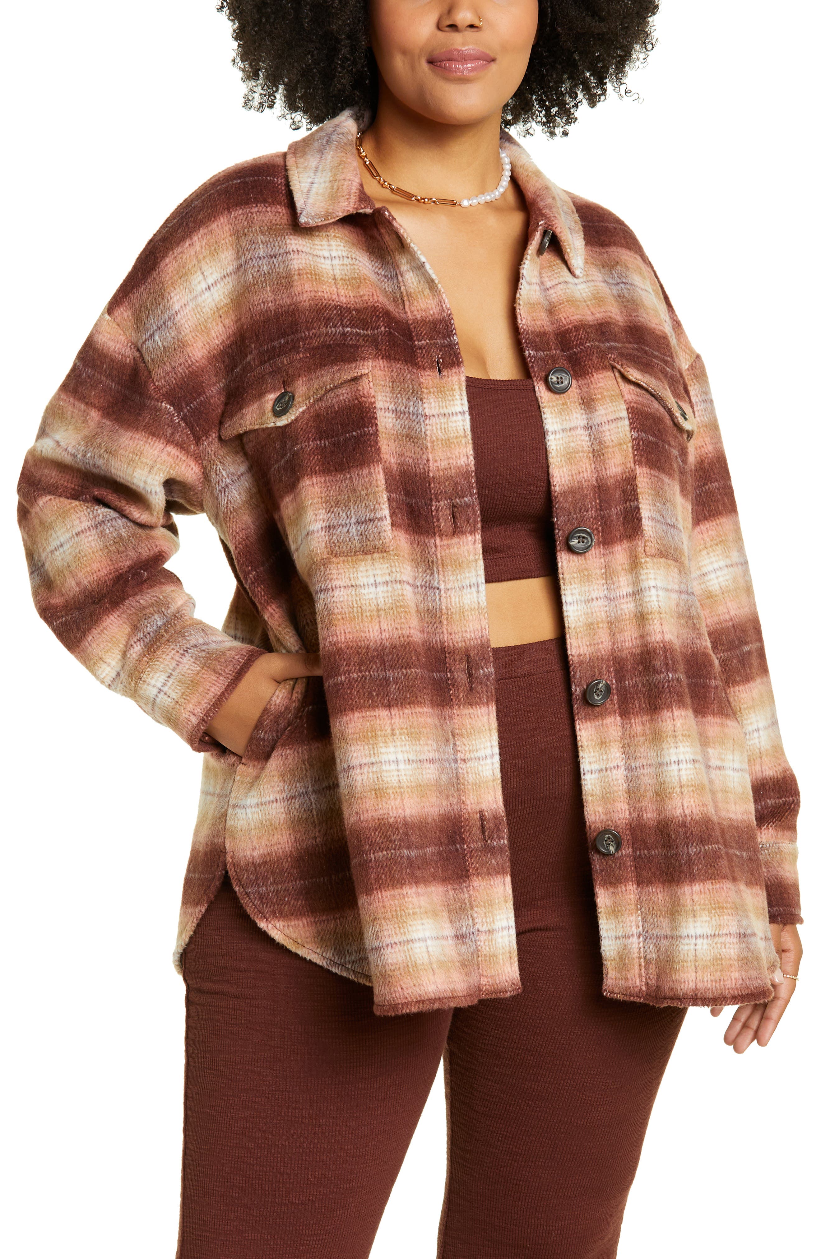 Womens Sherpa Fleece Lined Shacket Jacket Plus Size Casual Long Sleeve Button Up Plaid Shirt Winter Thermal Shirts 