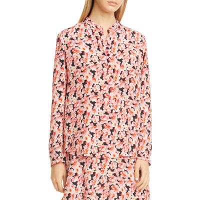 Stella Mccartney Floral Silk Long Sleeve Blouse, US / 40 IT - Pink