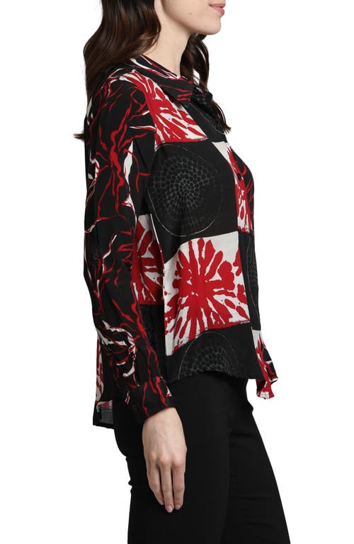 Shop Apny Printed Button-up Shirt In Red Multi