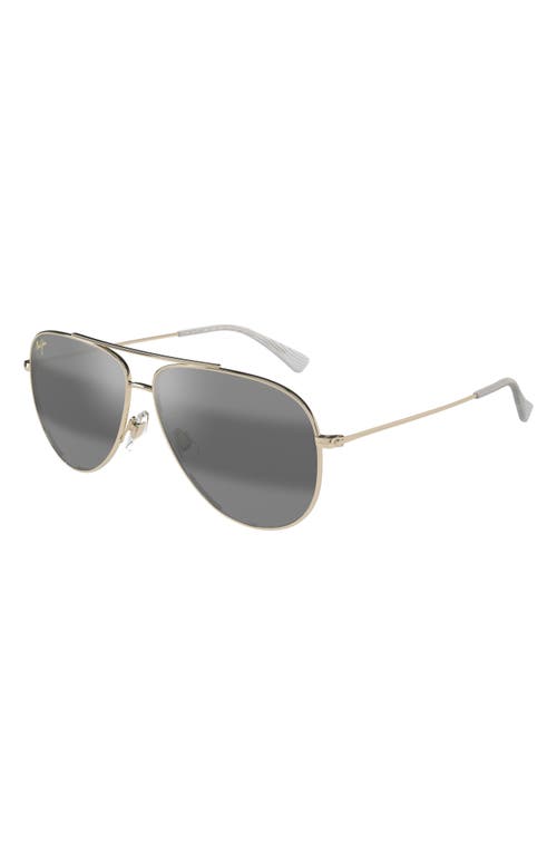 Maui Jim Hauoli Xl 62mm Polarized Oversize Aviator Sunglasses In Gold/neutral Grey