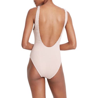 Plus Size Madewell Second Wave Textured Tank One-Piece Swimsuit, Pink