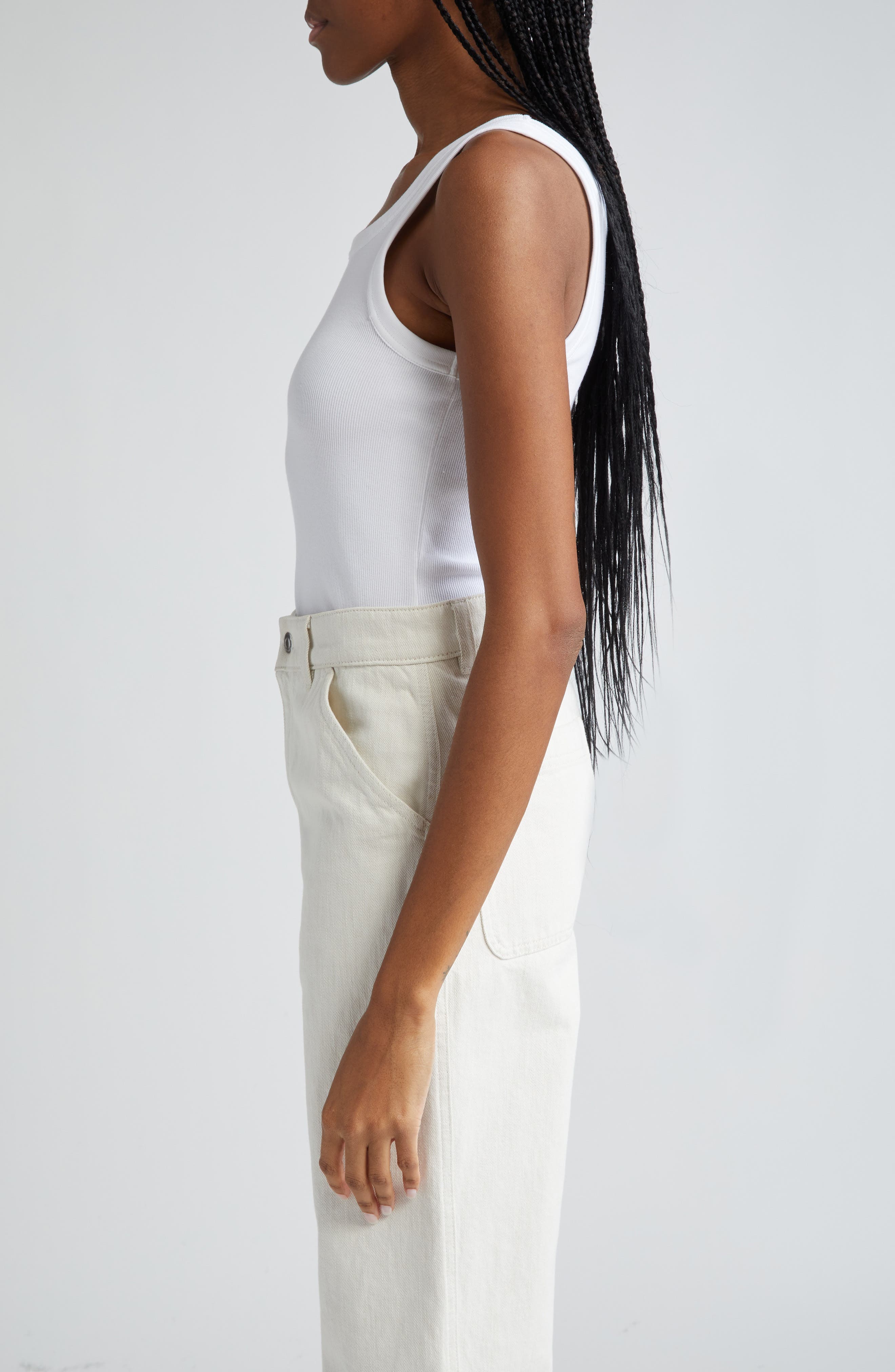 Marimekko Kedol Unikko Rib Tank Top in White/Black | Smart Closet