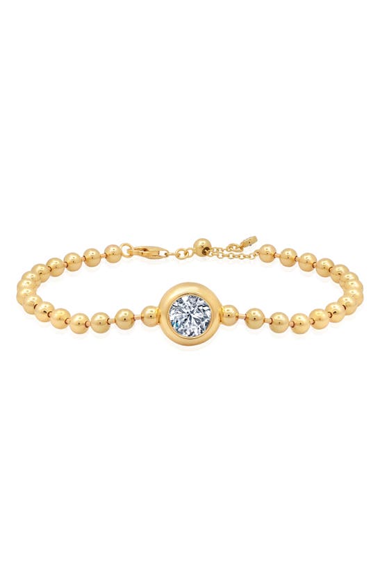 Crislu Bezel Cubic Zirconia Ball Chain Bracelet