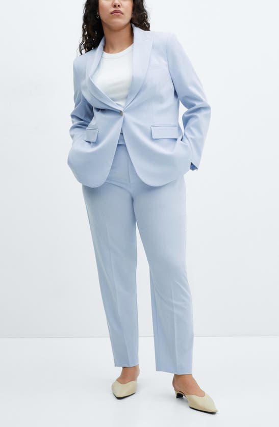 Shop Mango Fitted Suit Blazer In Sky Blue