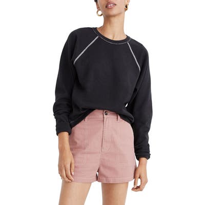 Madewell Luxe Raglan Sweatshirt, Black