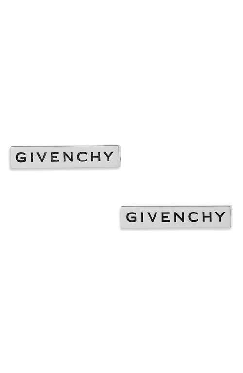 Givenchy Logo Bar Stud Earrings in Silvery