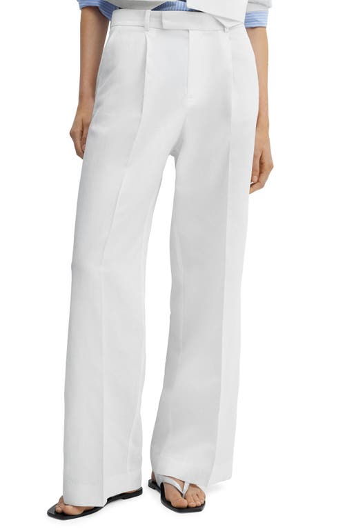 MANGO Lugo High Waist Wide Leg Pants White at Nordstrom,