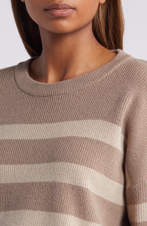 Shop Halogenr Halogen(r) Stripe Crewneck Sweater In Warm Ash Brown