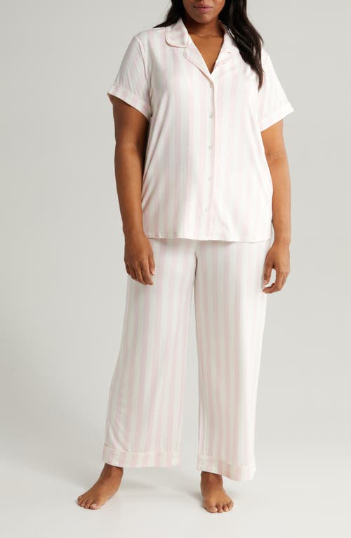 Moonlight Crop Pajamas in Pink Cake Medium Stripe