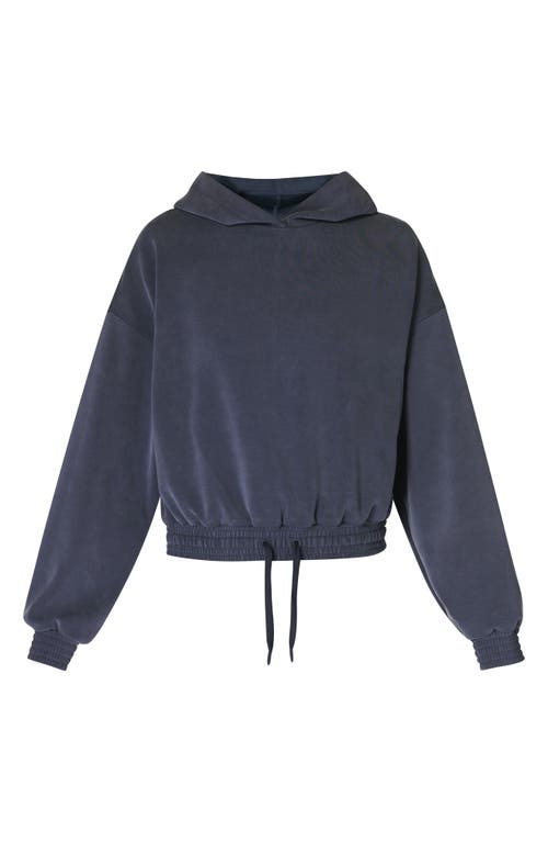 Sweaty Betty Summer Sand Wash Crop Hoody In Navy Blue