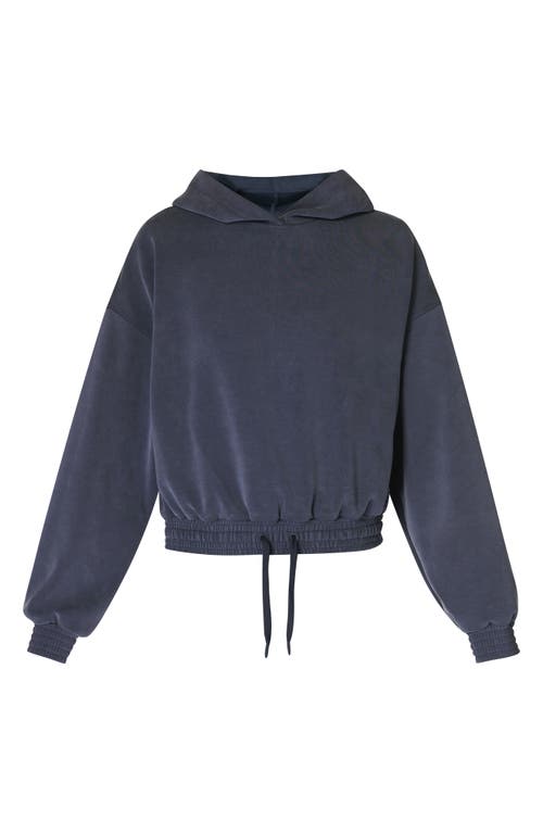 Shop Sweaty Betty Sand Wash Crop Hoodie In Navy Blue