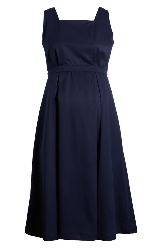 Shop Marion Into The Blue Sleeveless Maternity/nursing Dress In Navy Blue
