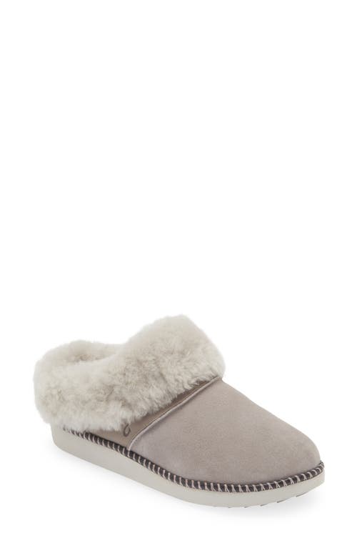 Shop Olukai Genuine Shearling Slipper In Fog/mist Grey