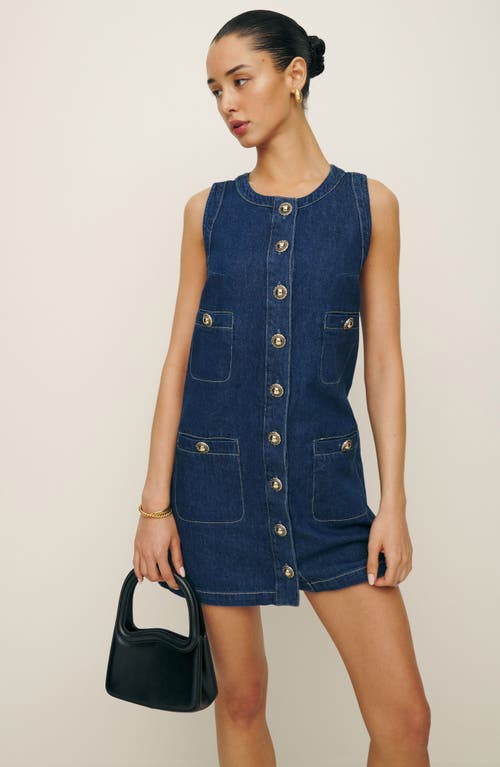 Shop Reformation Tropez Sleeveless Denim Minidress In Salinas