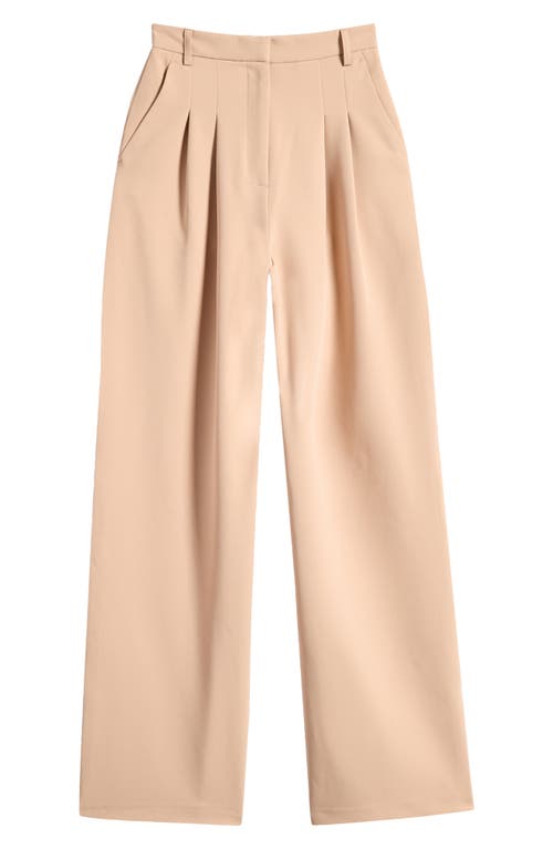 Miss Selfridge Pleat Front Wide Leg Pants In Camel