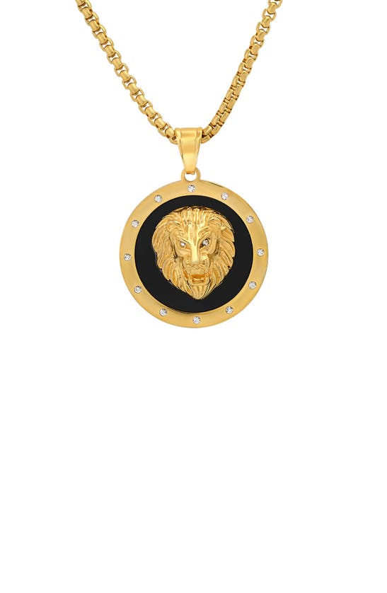 Hmy Jewelry Lion Head Pendant Necklace In Yellow