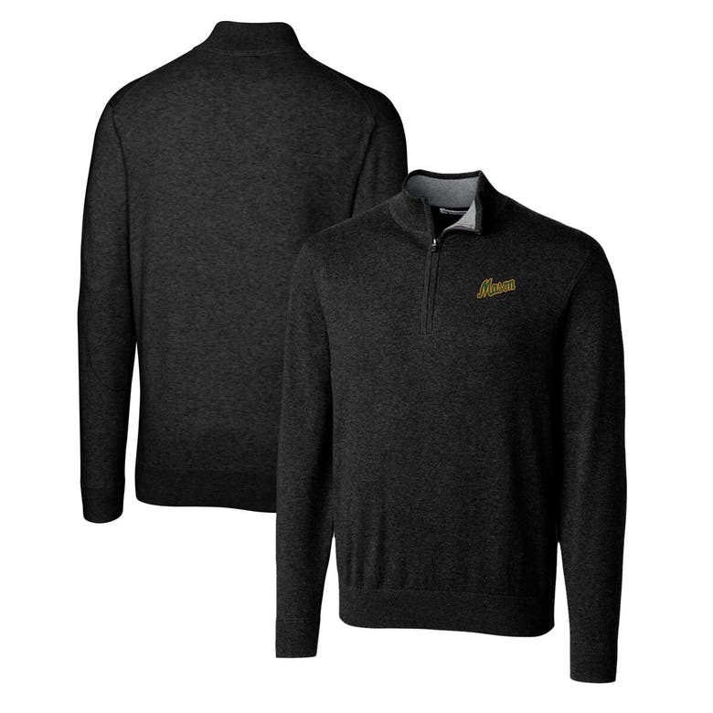 Shop Cutter & Buck Black George Mason Patriots Lakemont Tri-blend Big & Tall Quarter-zip Pullover Sweater