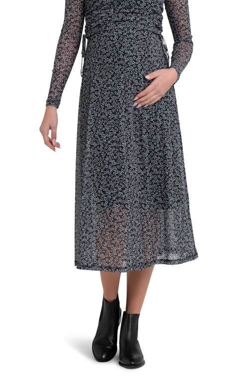 Ripe Maternity Layla Floral A-Line Skirt Black /Storm at Nordstrom,