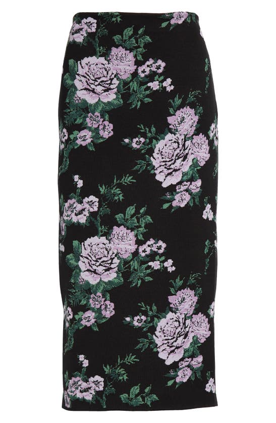 Carolina Herrera Floral Silk Blend Midi Sweater Skirt In Black Multi