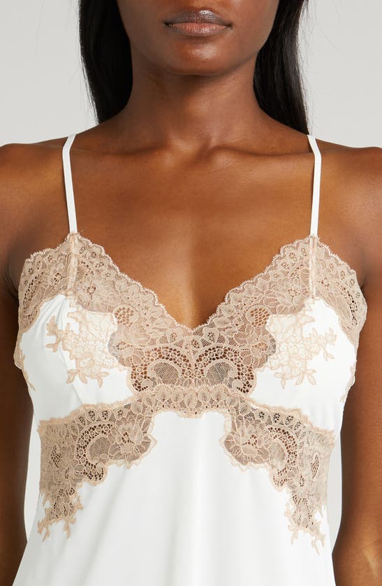 Shop Natori Harper Lace Appliqué Short Camisole Pajamas In Ivory