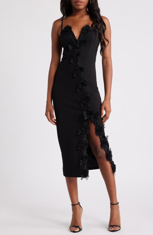 Shop Lulus 3d Floral Appliqué Stretch Cocktail Dress In Black