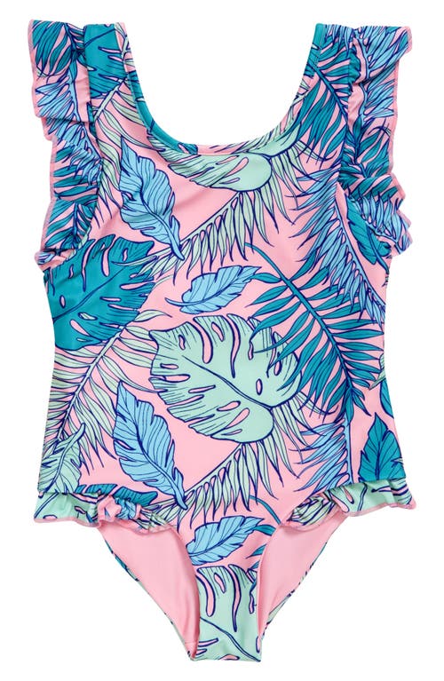 Boardies Kids' Palmtopia Ruffles One-Piece Swimsuit in Pink at Nordstrom, Size 4T