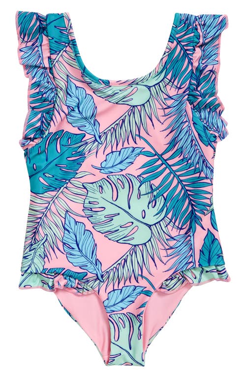 Boardies Kids' Palmtopia Ruffles One-Piece Swimsuit in Pink