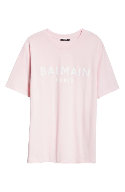 Balmain Logo Cotton T-shirt In Oes Lt Pink/multi
